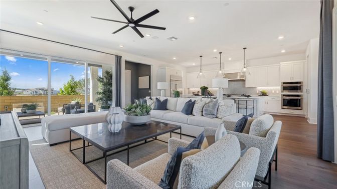 Interior, Kitchen, Living room, Pendant Lights, Recessed Lighting, Stainless Steel Appliances, Wood Texture Flooring