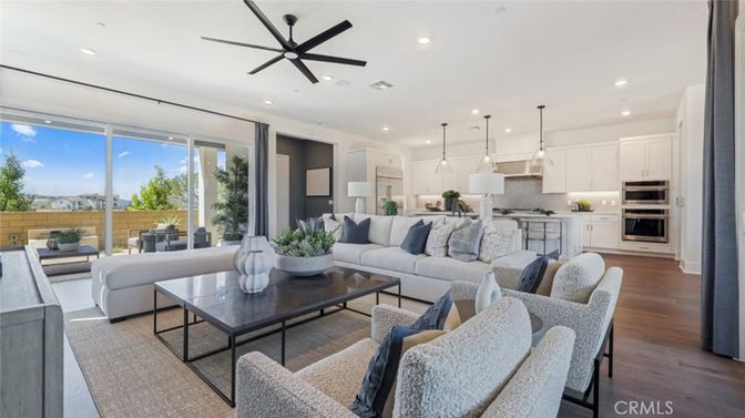 Interior, Kitchen, Living room, Pendant Lights, Recessed Lighting, Stainless Steel Appliances, Wood Texture Flooring