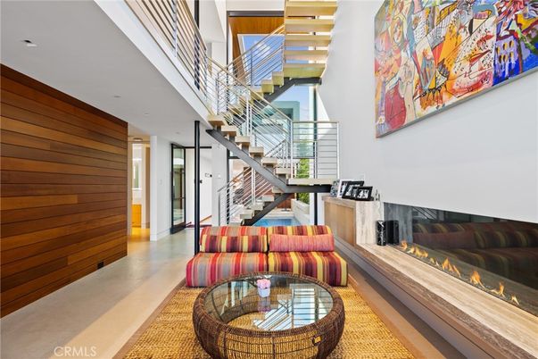 Fireplace, Interior, Recessed Lighting, Wooden Walls