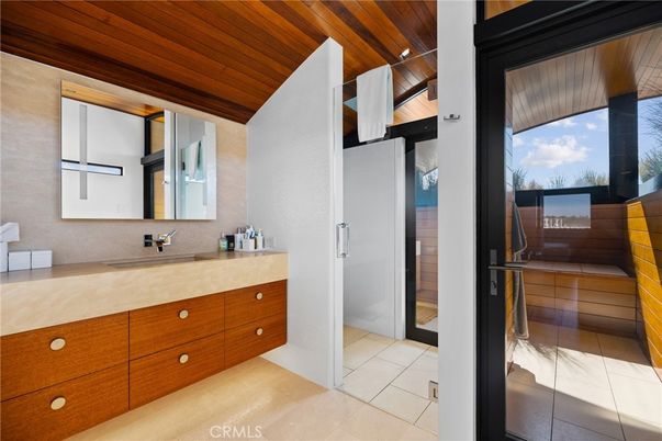 Bathroom, Interior, Recessed Lighting, Wooden Ceilings