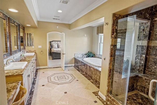 Bathroom, Dual Sink Vanities, Glass Shower, Interior, Recessed Lighting