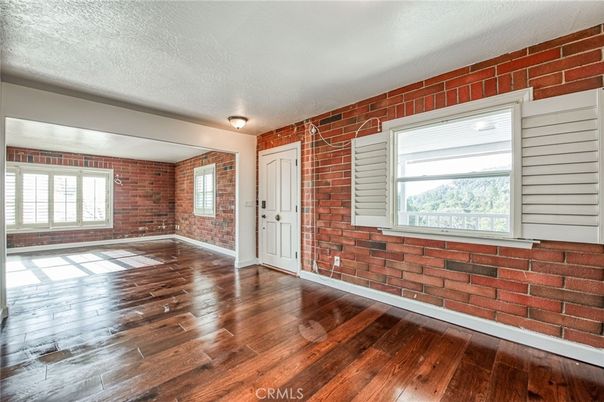 Empty room, Interior, Stone Walls, Wood Texture Flooring