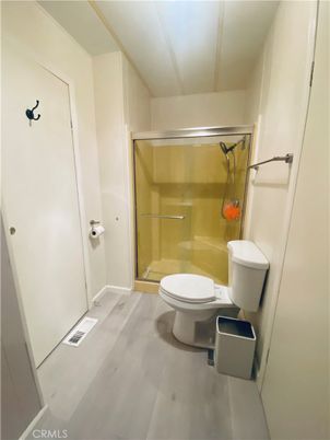 Bathroom, Glass Shower, Interior, Wood Texture Flooring