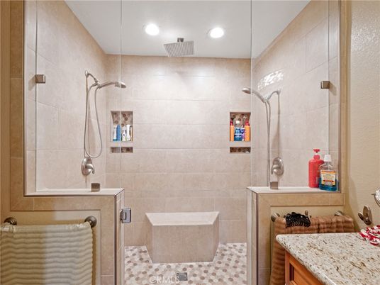 Bathroom, Glass Shower, Interior, Recessed Lighting