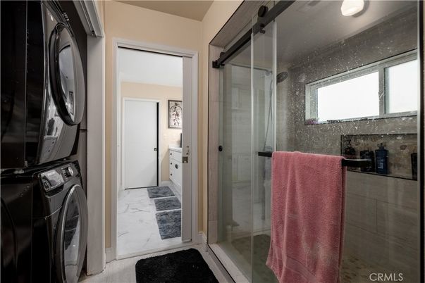 Bathroom, Glass Shower, Interior, Marble, Washer