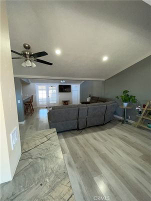 Interior, Living room, Marble, Recessed Lighting, Wood Texture Flooring