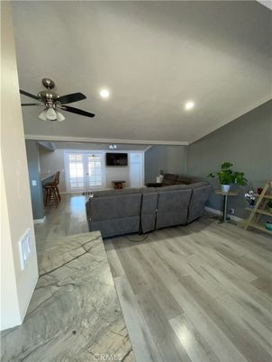 Interior, Living room, Marble, Recessed Lighting, Wood Texture Flooring