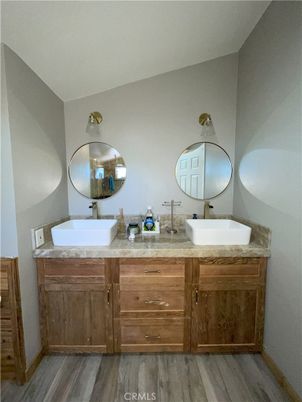 Bathroom, Dual Sink Vanities, Interior, Wood Texture Flooring