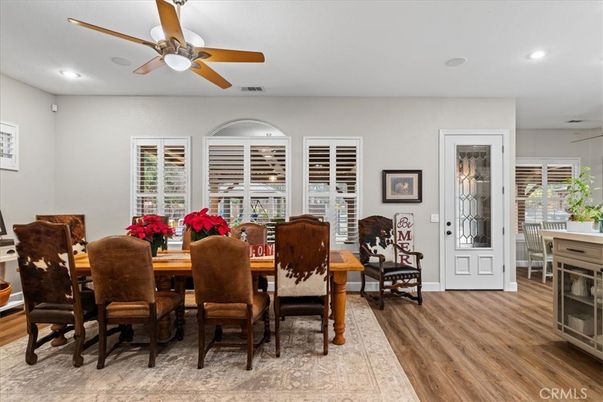 Dining room, Interior, Recessed Lighting, Wood Texture Flooring