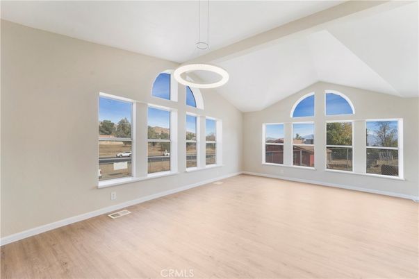 Empty room, Interior, Pendant Lights, Wood Texture Flooring