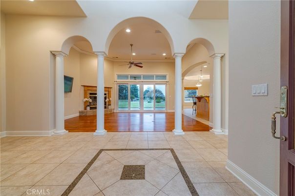 Fireplace, Interior, Recessed Lighting, Wood Texture Flooring