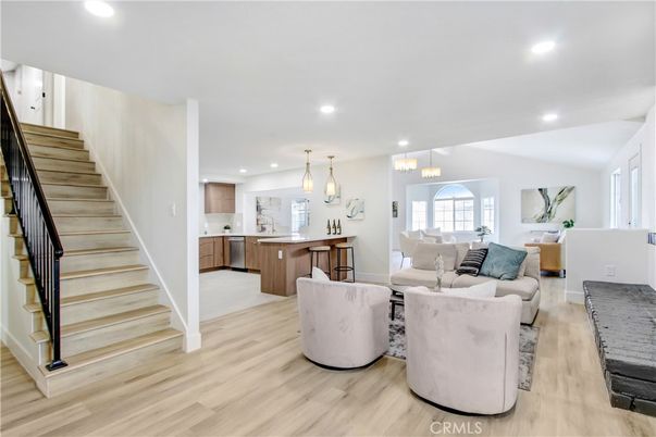 Dining room, Interior, Kitchen, Living room, Pendant Lights, Recessed Lighting, Wood Texture Flooring