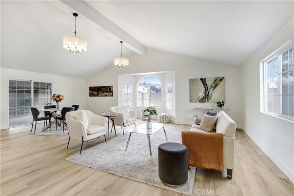 Dining room, Interior, Living room, Pendant Lights, Wood Texture Flooring