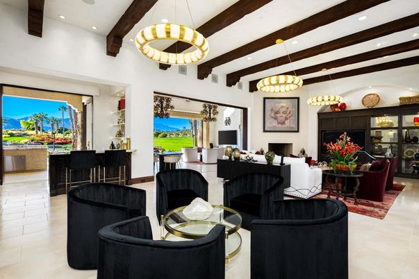Interior, Living room, Pendant Lights, Recessed Lighting, Water, Wooden Beams