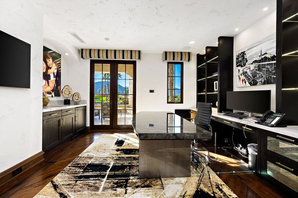 Home Office, Interior, Recessed Lighting, Wood Texture Flooring
