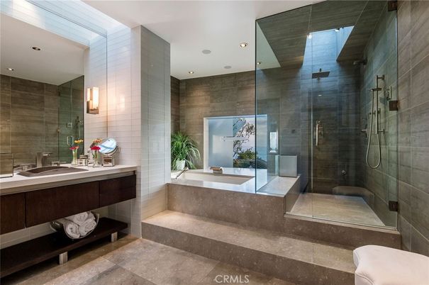 Bathroom, Glass Shower, Interior, Recessed Lighting