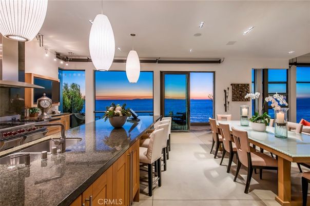 Dining room, Interior, Kitchen, Pendant Lights, Recessed Lighting, Stainless Steel Appliances, Water