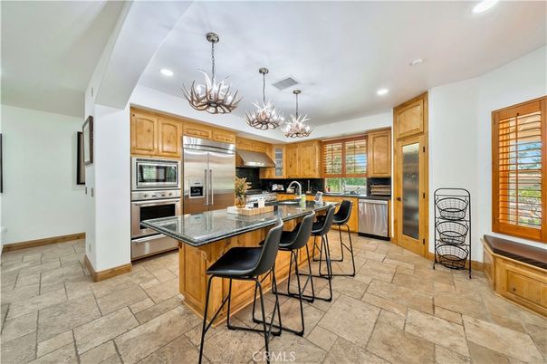 Chandelier, Interior, Kitchen, Pendant Lights, Recessed Lighting, Stainless Steel Appliances
