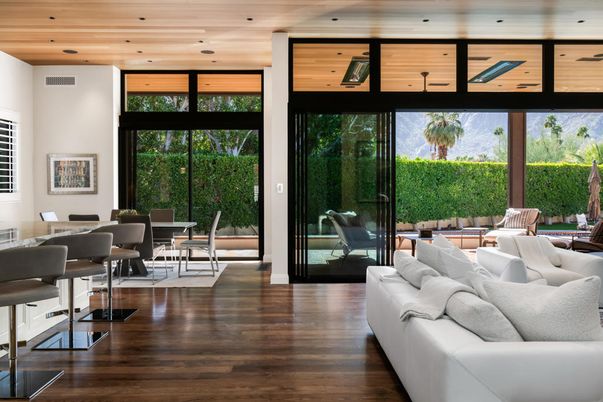 Dining room, Interior, Living room, Recessed Lighting, Wooden Ceilings, Wood Texture Flooring