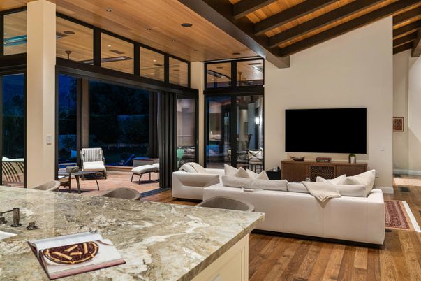 Interior, Living room, Recessed Lighting, Wooden Beams, Wooden Ceilings, Wood Texture Flooring
