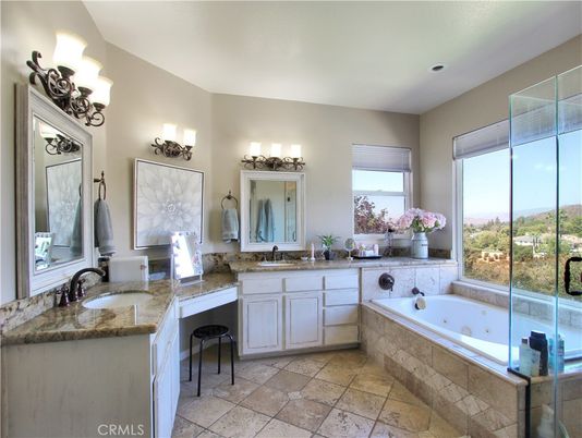 Bathroom, Dual Sink Vanities, Glass Shower, Interior, Recessed Lighting