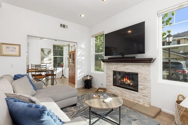 Dining room, Fireplace, Interior, Living room, Recessed Lighting