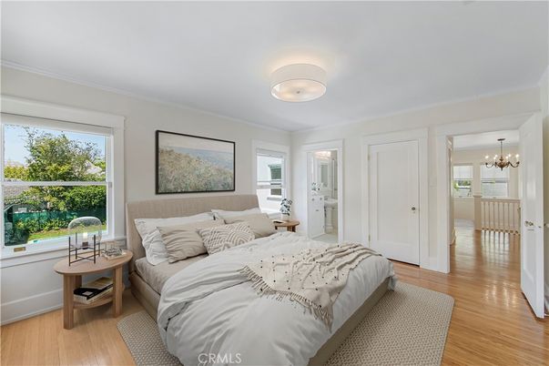 Bedroom, Chandelier, Interior, Wood Texture Flooring