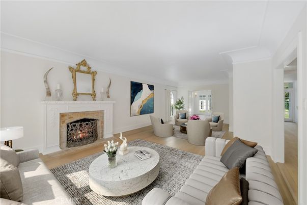 Dining room, Fireplace, Interior, Living room, Wood Texture Flooring
