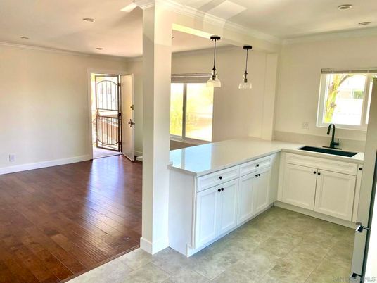 Interior, Kitchen, Pendant Lights, Recessed Lighting, Wood Texture Flooring