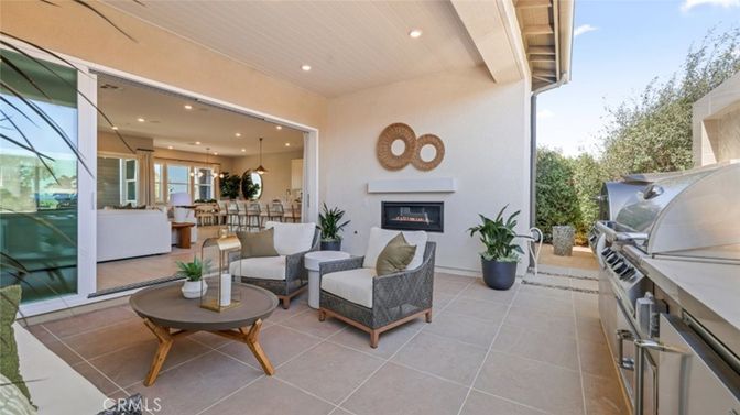 Dining room, Exterior, Fireplace, Living room, Pendant Lights, Recessed Lighting