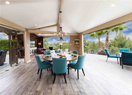 Dining room, Interior, Pendant Lights, Recessed Lighting, Wood Texture Flooring