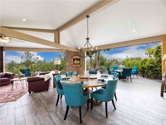Chandelier, Dining room, Interior, Living room, Pendant Lights, Recessed Lighting, Wood Texture Flooring
