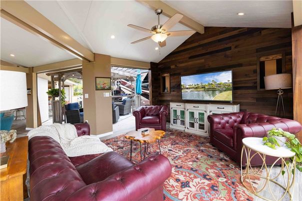 Fireplace, Interior, Living room, Recessed Lighting, Wood Texture Flooring, Wooden Walls