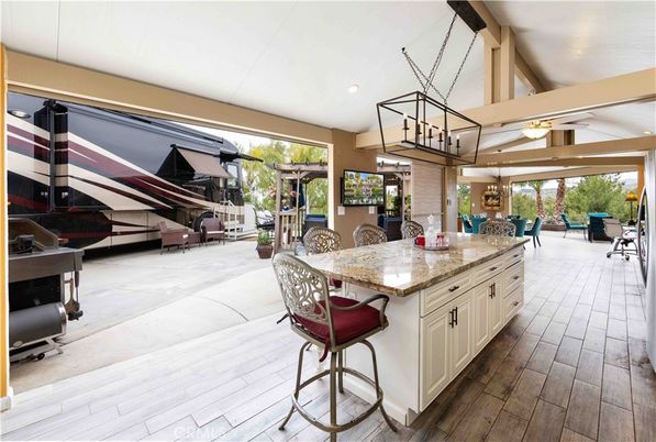 Dining room, Interior, Kitchen, Pendant Lights, Recessed Lighting, Wood Texture Flooring
