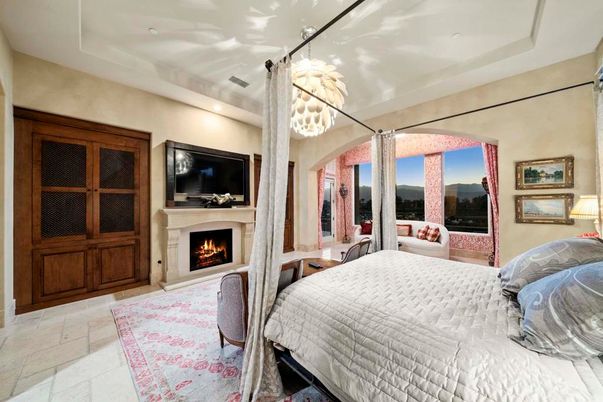 Bedroom, Chandelier, Fireplace, Interior, Recessed Lighting