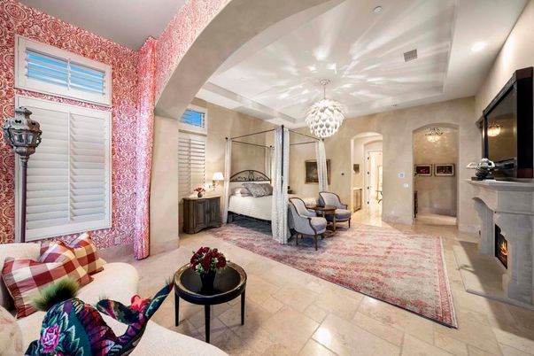 Bedroom, Chandelier, Fireplace, Interior, Recessed Lighting