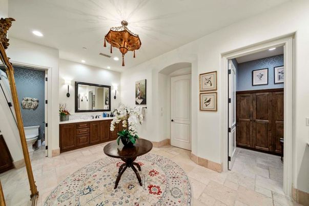 Bathroom, Chandelier, Interior, Recessed Lighting