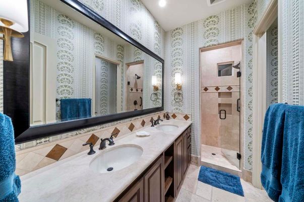 Bathroom, Dual Sink Vanities, Glass Shower, Interior, Recessed Lighting