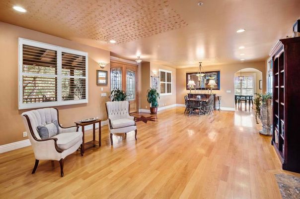 Dining room, Interior, Recessed Lighting, Wood Texture Flooring