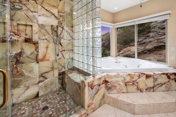 Bathroom, Glass Shower, Interior, Recessed Lighting