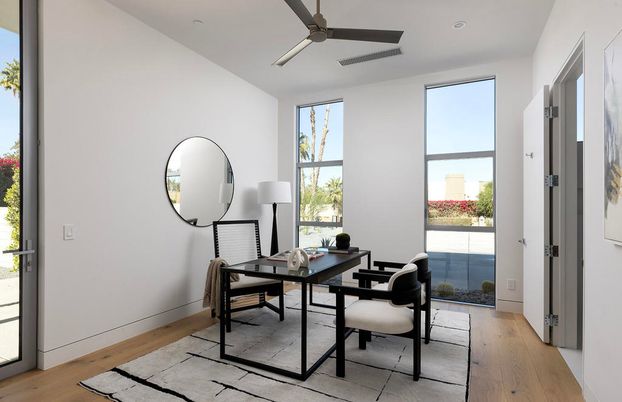 Home Office, Interior, Recessed Lighting, Wood Texture Flooring