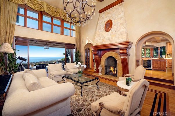 Chandelier, Fireplace, Interior, Living room, Water, Wood Texture Flooring