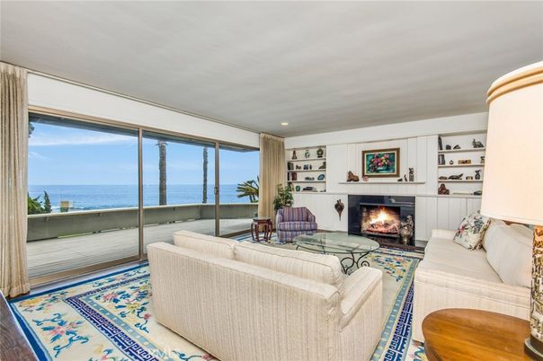 Fireplace, Interior, Living room, Recessed Lighting, Water, Wood Texture Flooring