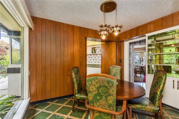 Chandelier, Dining room, Interior, Wooden Walls