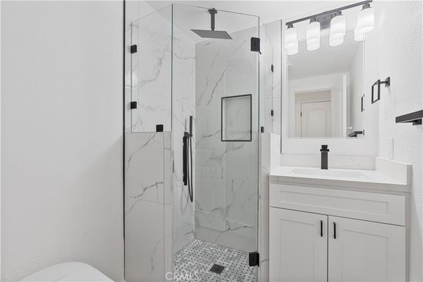 Bathroom, Glass Shower, Interior, Marble Walls