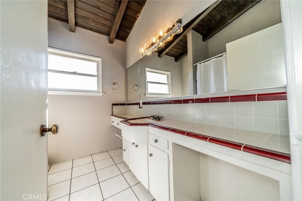 Bathroom, Interior, Tile Countertops, Wooden Beams, Wooden Ceilings