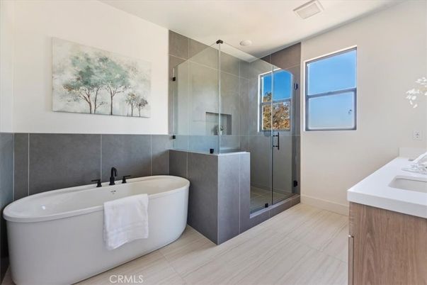 Bathroom, Dual Sink Vanities, Free Standing Baths, Glass Shower, Interior