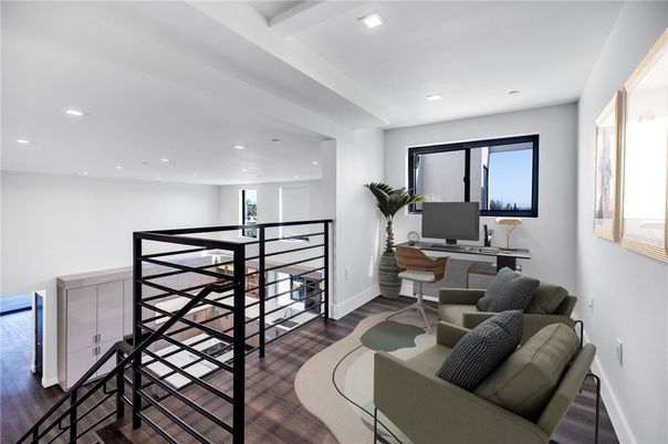Home Office, Interior, Recessed Lighting, Wood Texture Flooring