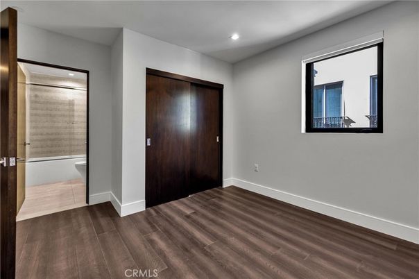 Bathroom, Empty room, Interior, Recessed Lighting, Wood Texture Flooring