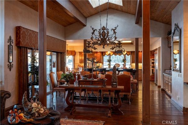 Chandelier, Dining room, Interior, Kitchen, Wooden Beams, Wooden Ceilings, Wood Texture Flooring